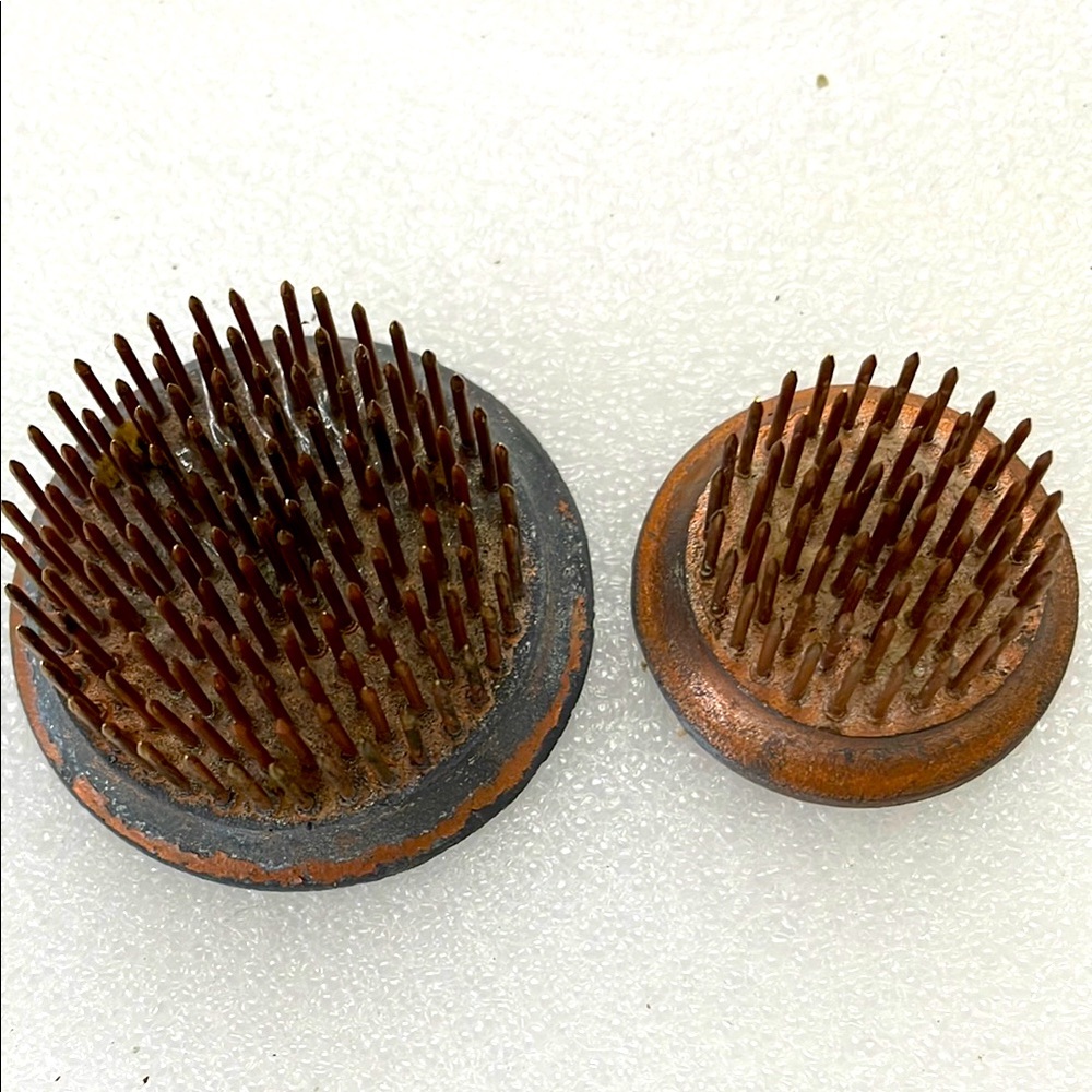 Vintage Iron Spiked Pin Flower Frogs